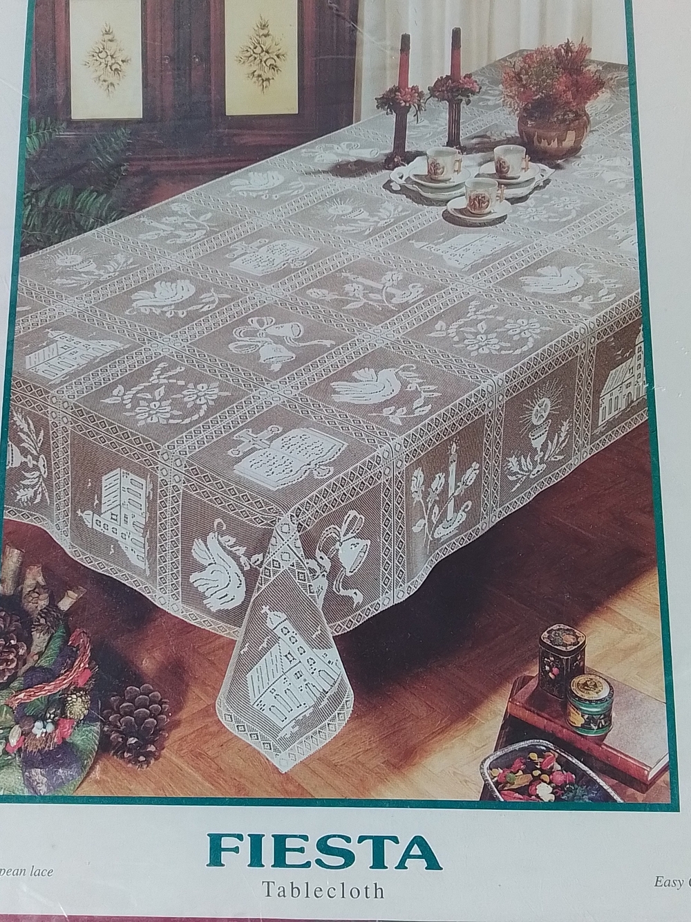 Fiesta white lace tablecloth - elegant home dining accent